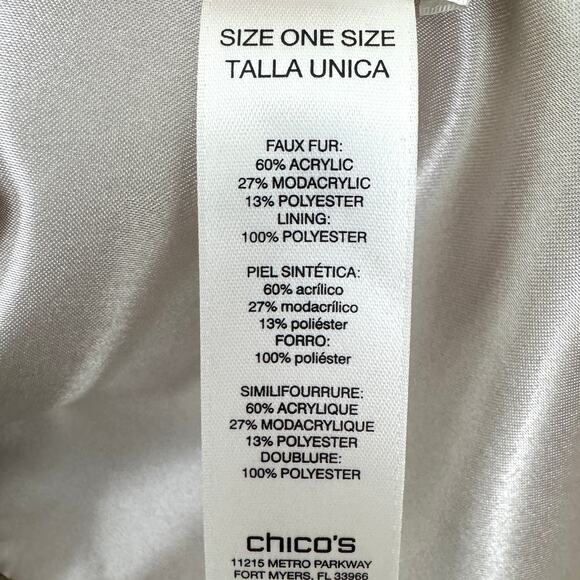 Chico's Womens Faux Fur Wrap Stole Scarf One Size Animal Print Mob Wife Tan - Picture 5 of 5